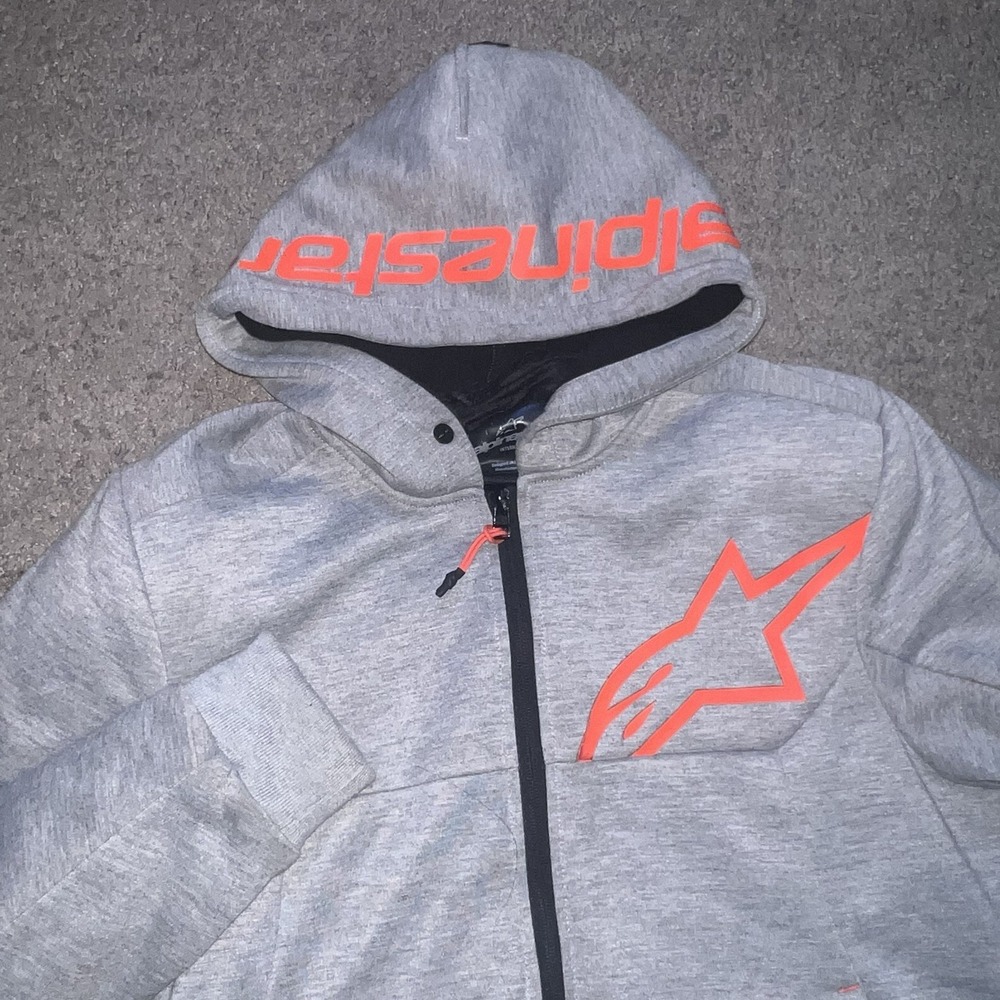 Alpinestars Chrome V2 Sport Hoodie Grey Heather Red Fluo Medium Tech Fleece